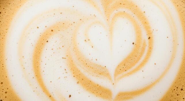 Close up of a cappuccino with a heart shape isolated on white background photo