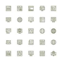 25 medio carrera contorno diseños para navegador íconos píxel Perfecto icono conjunto vector