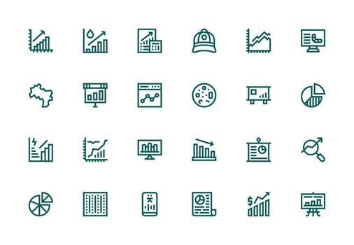 Business icons and charts collection vector