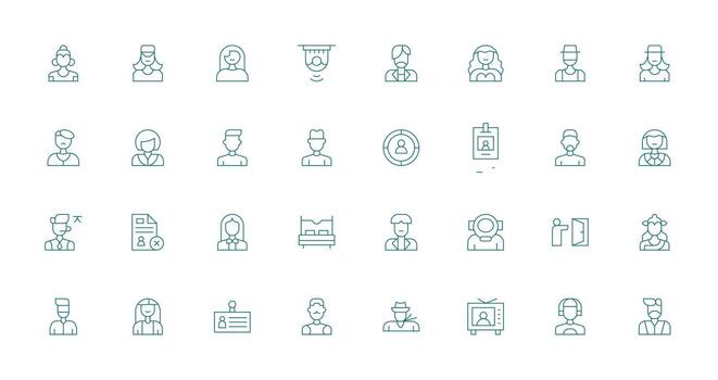Icons of various user professions vector
