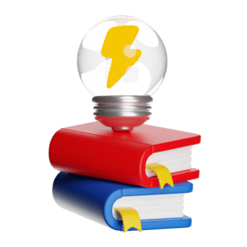 ligero bulbo con relámpago tornillo sentado en apilar de libros simbolizando conocimiento y ideas en transparente antecedentes png