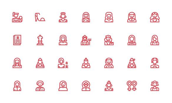 Icons of various characters and professions vector