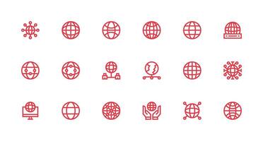 red global icons collection vector