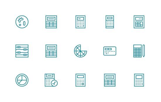 matemáticas icono conjunto con 15 regular línea gráficos esencial íconos para rápido ui edificio vector