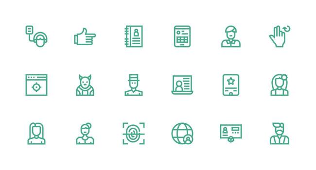 Icons representing various user interface functions vector