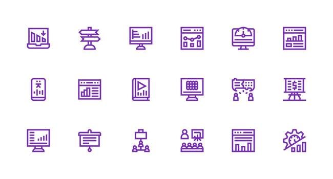 Purple data analysis icons vector