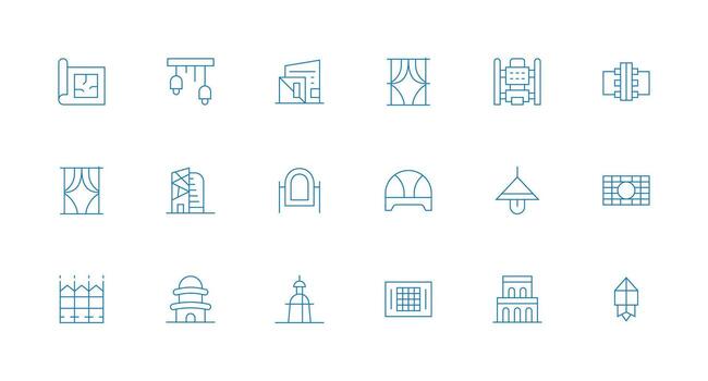 Icons depicting architectural and interior design elements vector