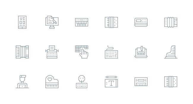 mínimo línea íconos desde teclado conjunto con 18 vectores ligero icono serie