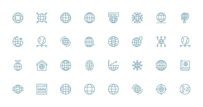Collection of globe and network icons vector