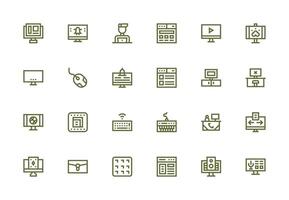 escritorio incluso 24 grueso línea línea ilustraciones rápido acceso íconos para ui desarrollo vector