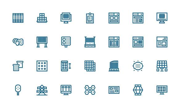 28 negrita línea vectores para cuadrícula tema listo para la interfaz de usuario icono colección