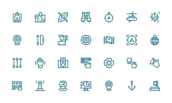 Navigation and mapping vector icons