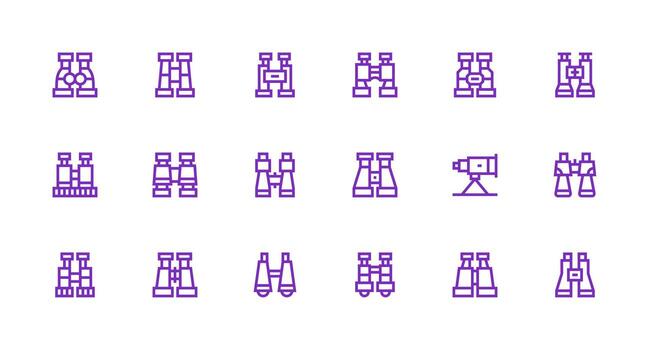 18 Icons for Spotting Scope in Strong Stroke Line Format Neutral Style Icons for Any Project vector