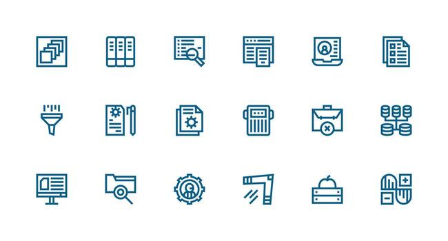 Icons for data management and analysis vector