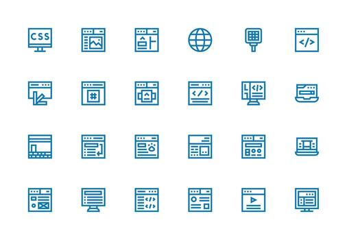 Web development icons for various functions vector