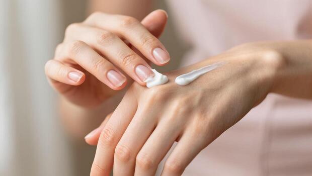 Hands Applying Moisturizing Cream for Skin Care in a Well-Lit Setting During Daytime photo