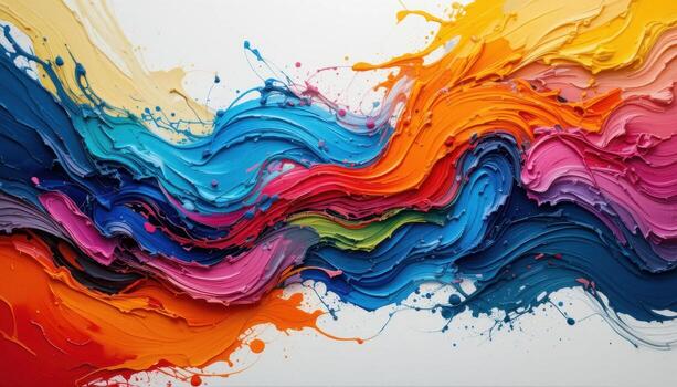 Vibrant Abstract Art Showcasing Flowing Colors and Dynamic Textures in a Striking Composition photo