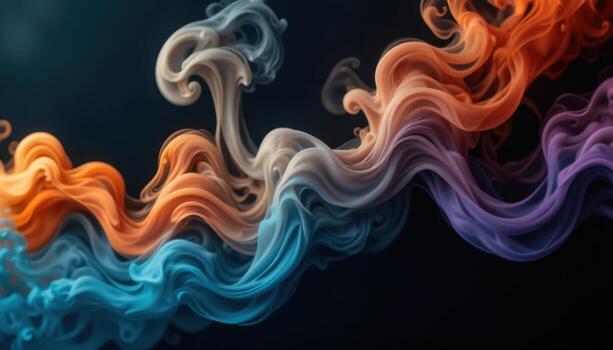 arremolinándose vistoso vapor crea resumen patrones en vibrante matices en contra un oscuro antecedentes foto