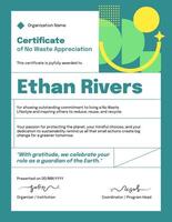 No Waste Appreciation Vertical Certificate template