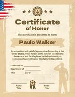Veteran Certificate Portrait template