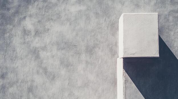 Textured gray wall with geometric white corner and shadow patterns photo