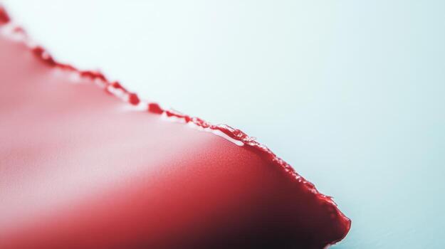 Close-up of vibrant red paint dripping on a smooth surface photo