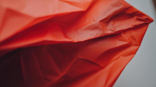 Bright red fabric draping elegantly in a minimalistic indoor setting photo