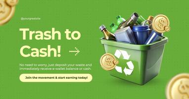 3d yellow green recycling program facebook ads template