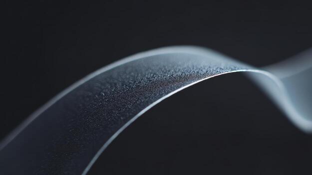 Curved transparent ribbon glimmers on a dark background photo