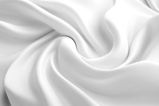 Elegant white fabric gracefully drapes and folds in soft waves photo