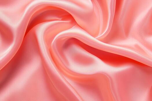 Satin fabric in soft peach color with elegant draping and texture photo