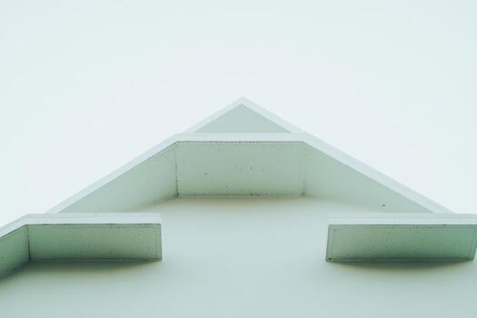 Modern architectural design of a minimalist house viewed from below photo