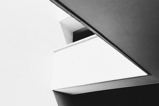 A unique perspective of a building showcasing sharp angles and clean lines photo