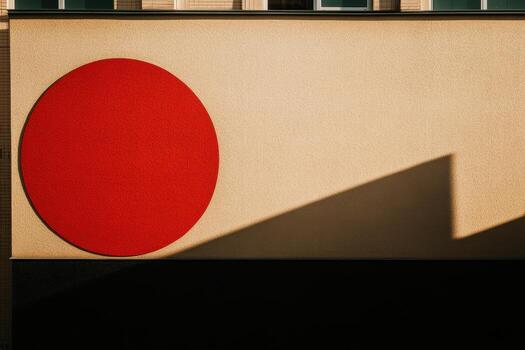 Dynamic interplay of color and shadow on a modern building facade photo