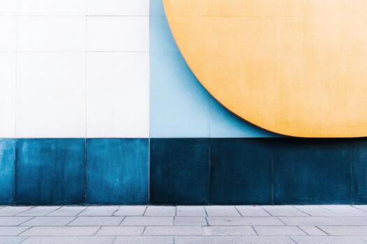 Modern abstract wall design with bold colors in urban setting photo
