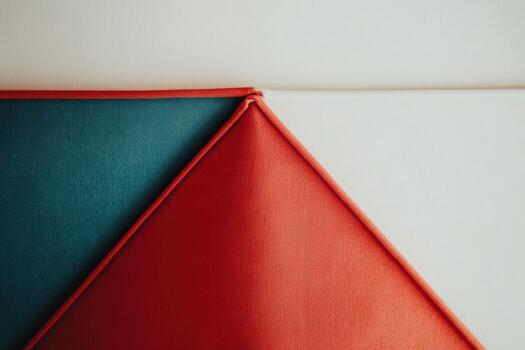 Colorful geometric fabric arrangement with contrasting tones in modern design photo