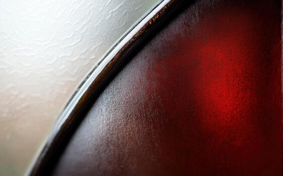 Interesting texture of stained glass and wood in a modern setting photo