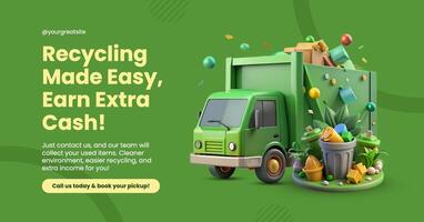 3d yellow green recycling program facebook ads, template