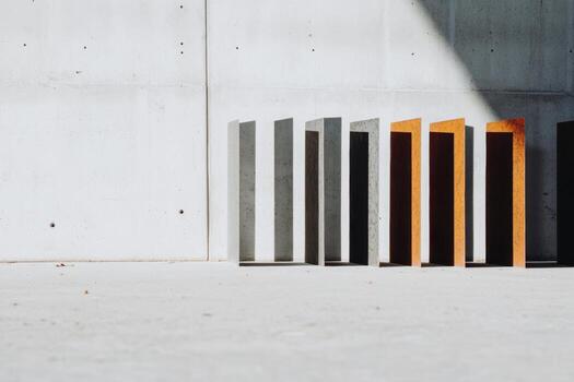 Concrete and rust structures create modern art in urban environment photo