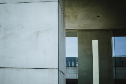 Modern architecture design featuring concrete pillars and windows photo