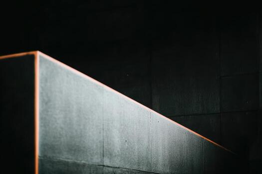 Abstract angles and lines create contrast in modern architecture at dusk photo