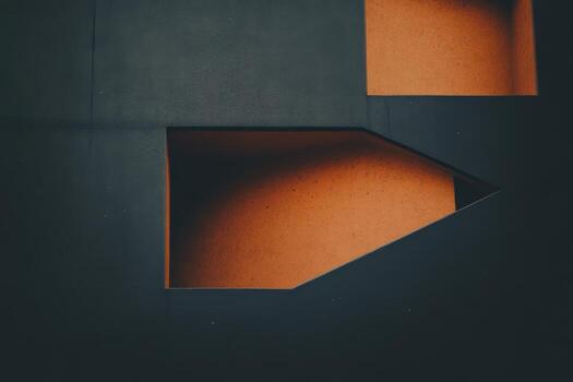Unique geometric shapes and contrasting colors create intriguing design photo