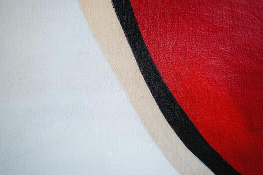Abstract artwork featuring vibrant red and black shapes on canvas photo
