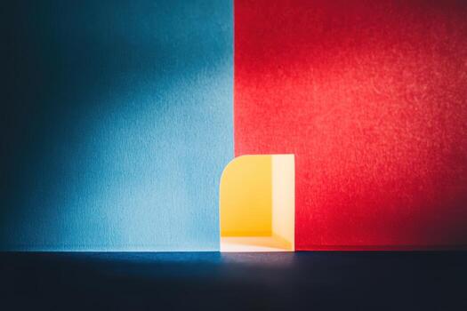 Colorful geometric shapes create a vibrant composition with light photo