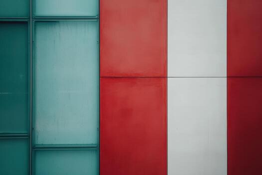 Modern architectural design featuring vibrant colors in a city setting photo