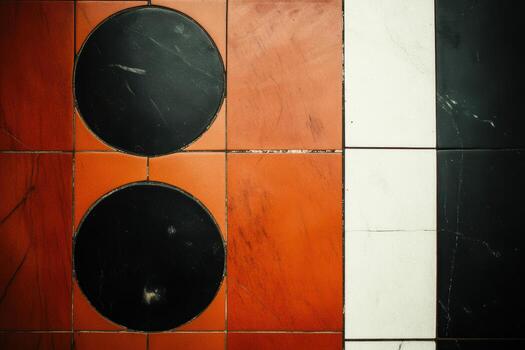 Unique floor design featuring contrasting colors and shapes in a modern setting photo