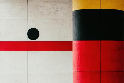 Abstract wall art featuring bold geometric shapes in vibrant colors photo