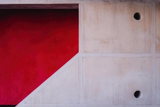 Abstract concrete wall with bold red accent in modern architecture design photo