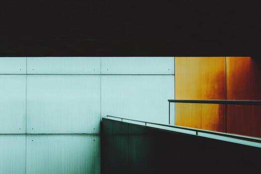 Modern architectural design featuring contrasting colors and lines photo