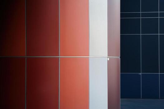 Urban modern architecture with bold colors and geometric patterns photo